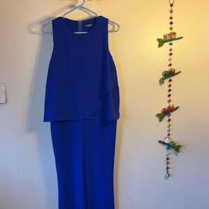 NWOT Ralph Lauren Royal Blue Sleeveless Heavy Flowing Satin like material Jumpsu
